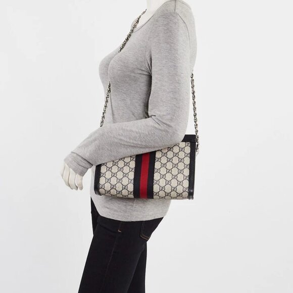 Gucci Supreme GG Coated Canvas Vintage Web Ophidia Small Shoulder Bag 795-050325 - Picture 12 of 12